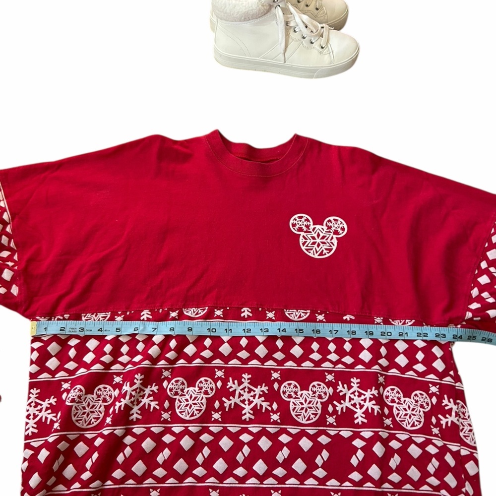 Disney Red Snowflake Mickey Mouse Merry & Bright Spirit Jersey Holiday Unisex XL - Picture 10 of 11